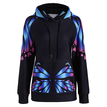 Butterfly Printed Pullover Hoodie