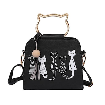 picture of handbag with silhouettes of cats
