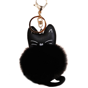 Decorative Cat PomPom Pendant Keychain